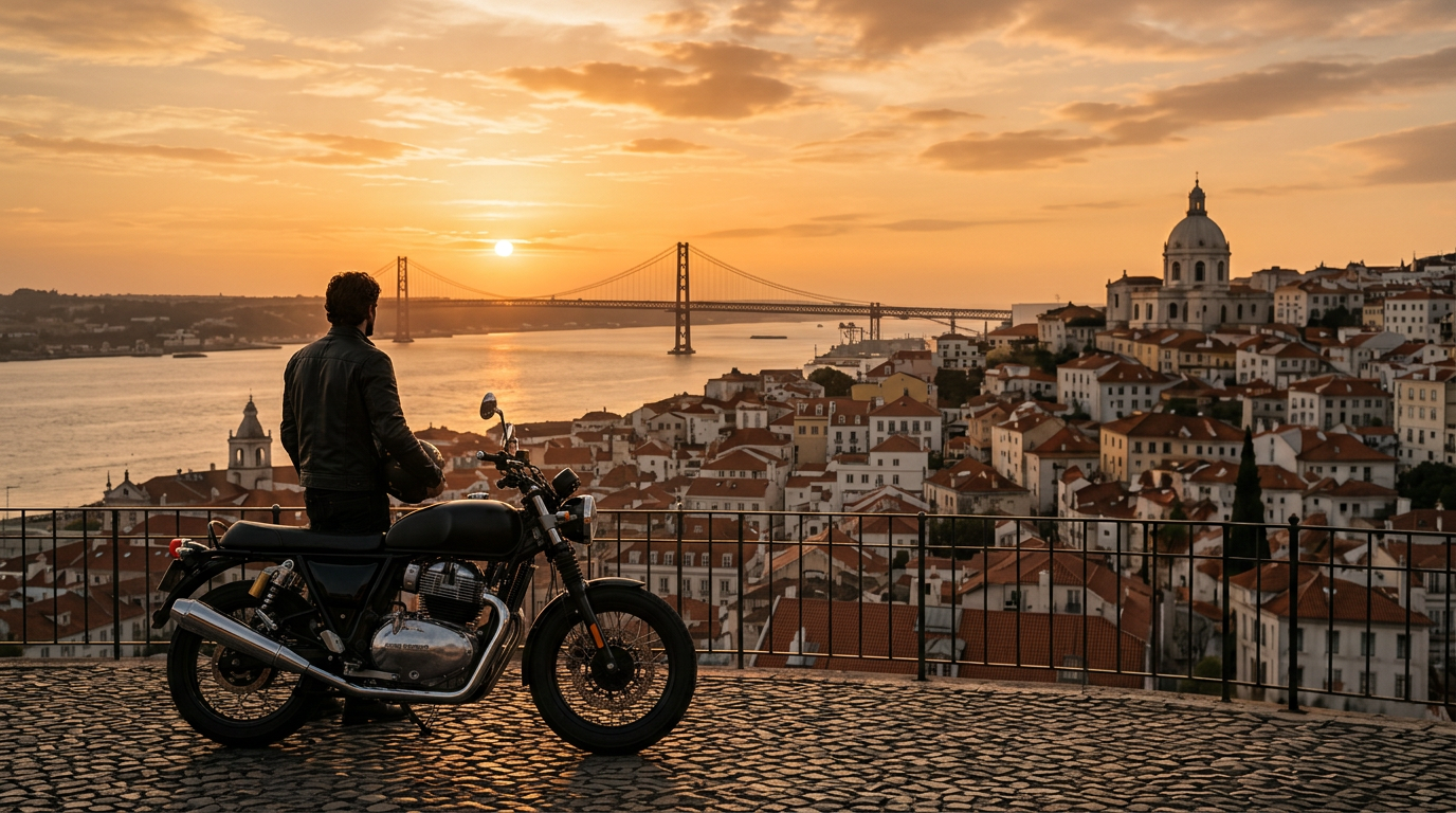 Royal Enfield em rua urbana